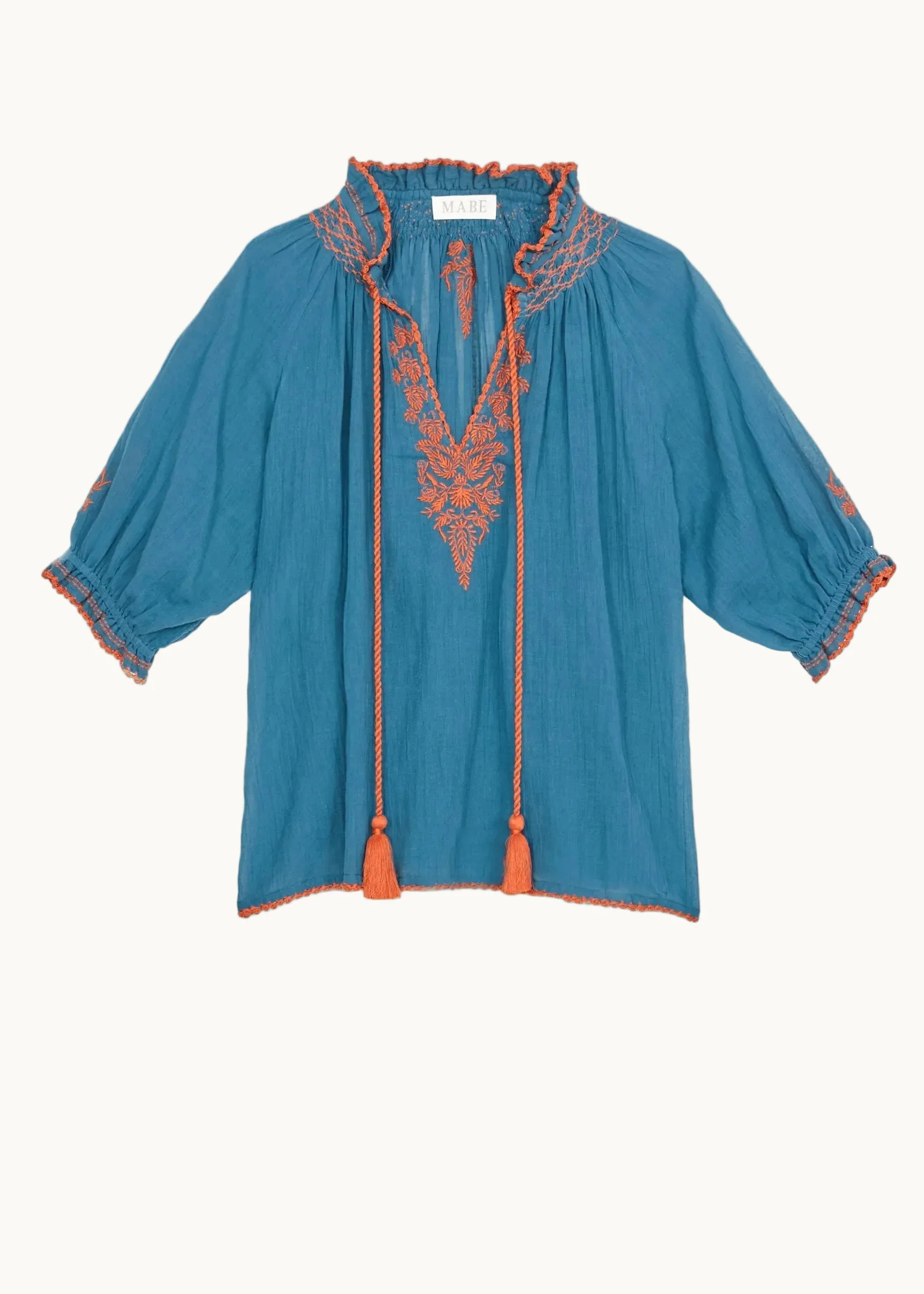 Talia Short Sleeve Top -  Blue/Orange - Image 5