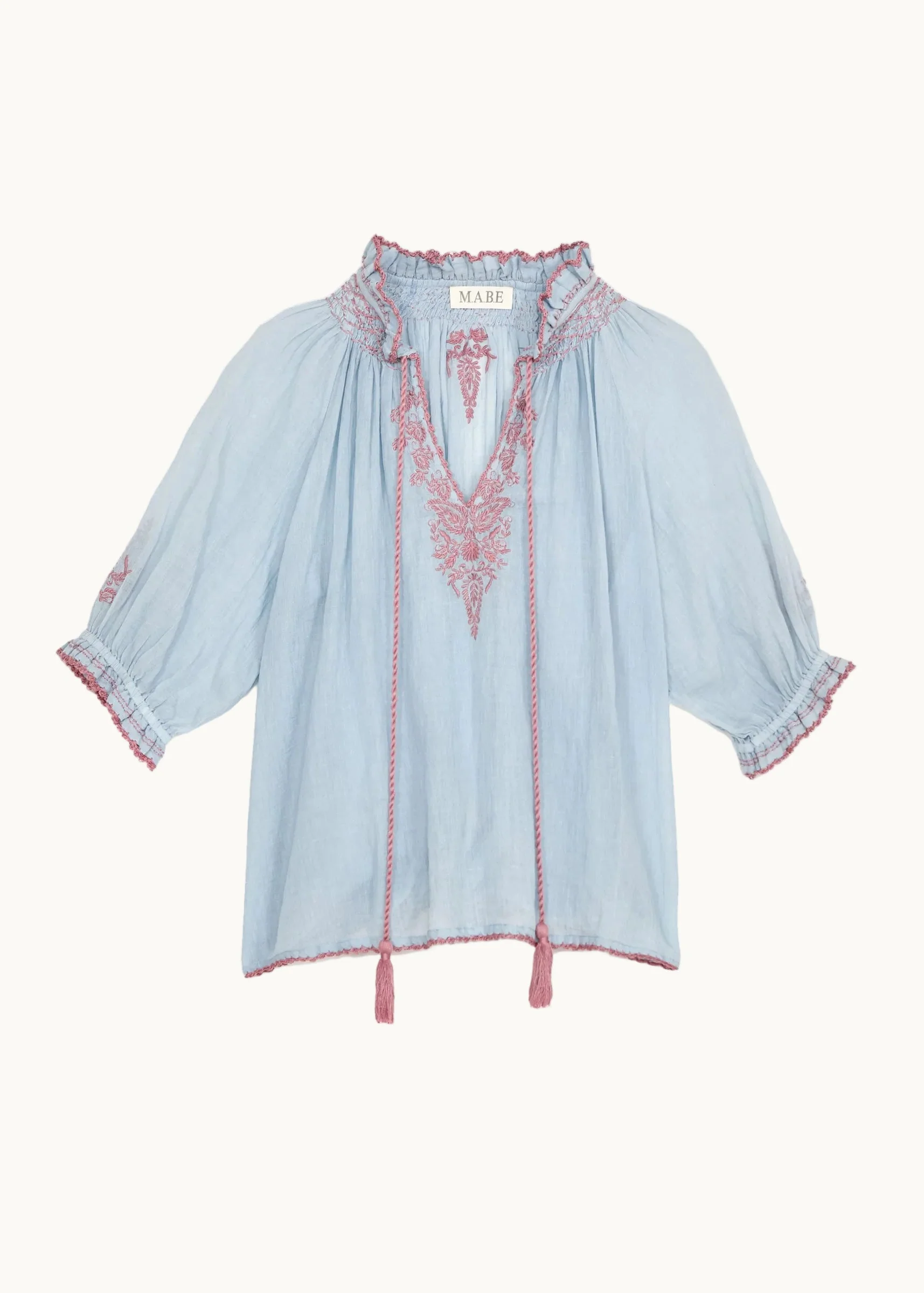 Talia Short Sleeve Top - Lt Blue/Rose